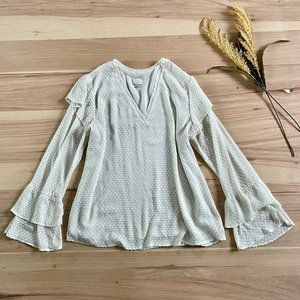A new day cream chiffon textured blouse